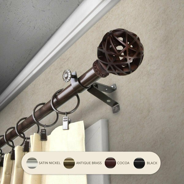 Kd Encimera 0.8125 in. Arabella Curtain Rod with 28 to 48 in. Extension, Cocoa KD3720189